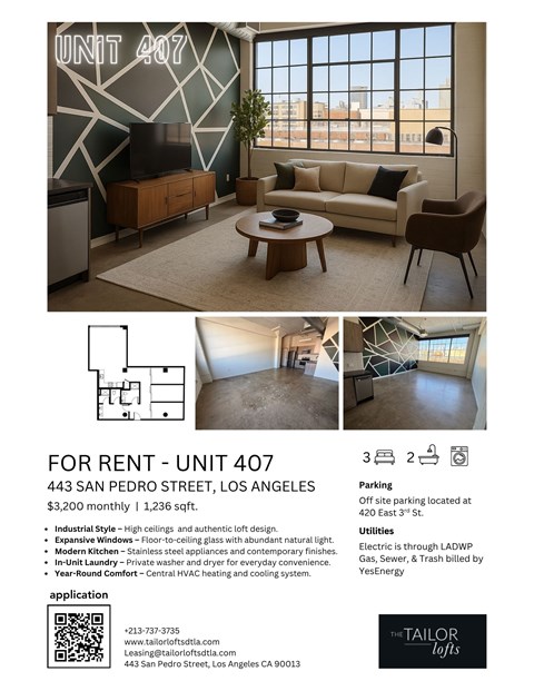 Floor plan for 3 beds, 2 baths, 1405 sqft